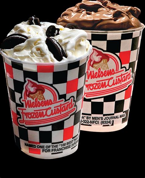 Nielsens frozen custard - Nielsen’s Frozen Custard is a blast from the past—back to the days of soda shops and sock hops. Think vintage tin Coca-Cola signs and black, red, and white checkered packaging.